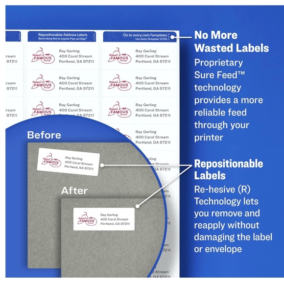 Avery Repositionable Shipping Labels - Picture 2 of 5